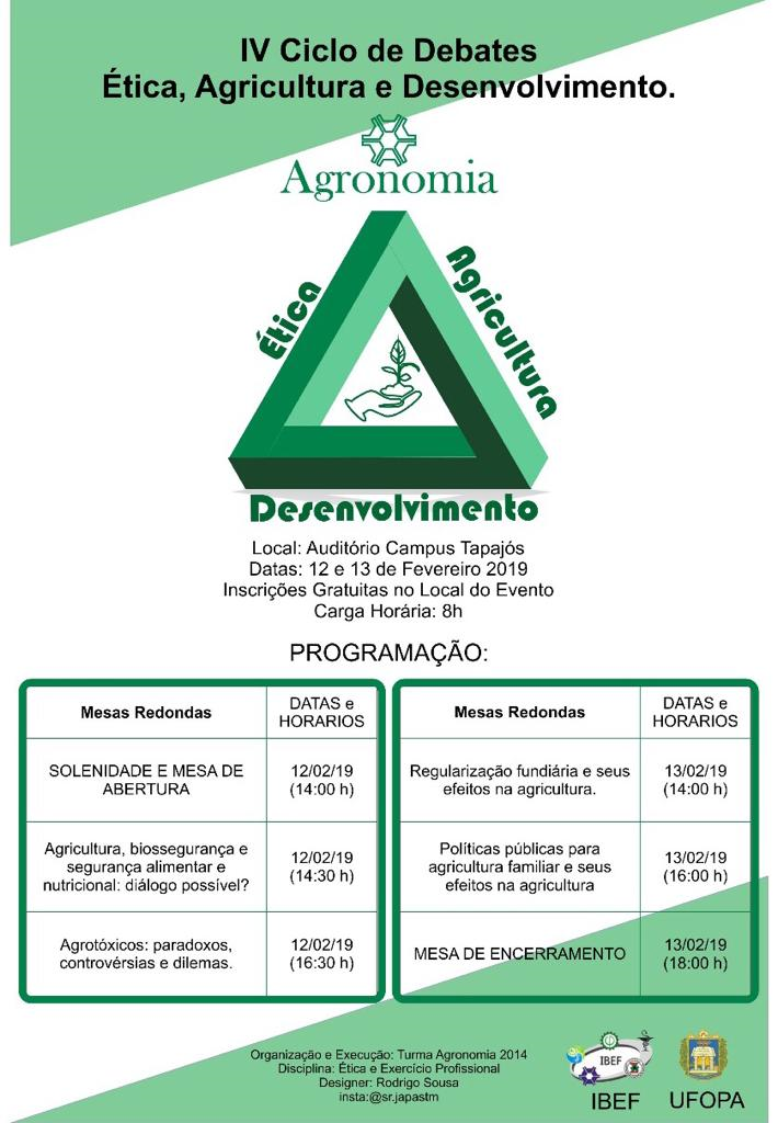 IV CICLO DE DEBATES SOBRE ÉTICA, AGRICULTURA E DESENVOLVIMENTO