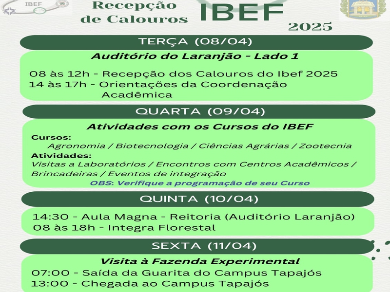 Veja a programação